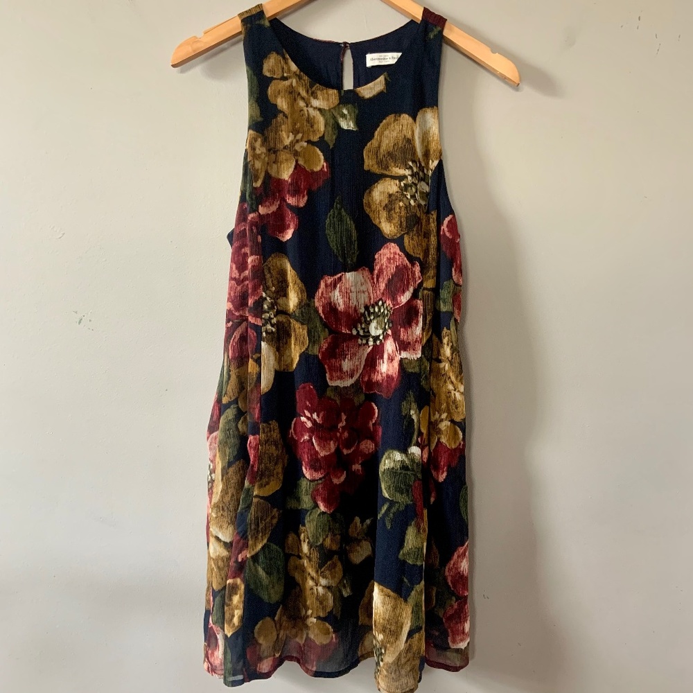 Abercrombie & Fitch Navy Floral Midi Dress